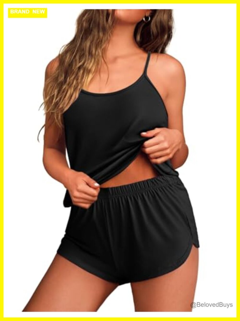Ekouaer Cami Pajama Set Stretch Lingerie 2 Piece Sleepwear Shorts